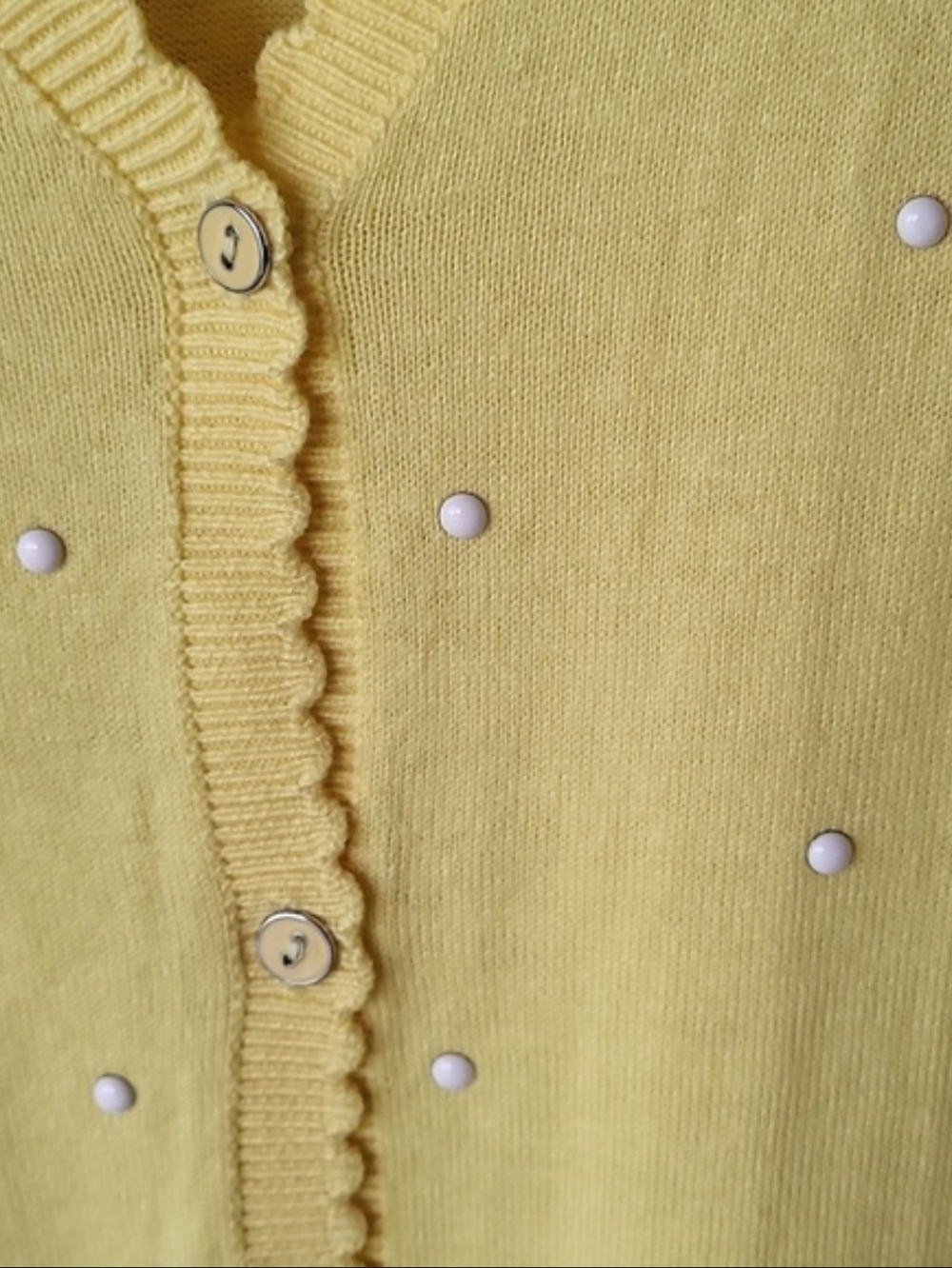 Elle Short Sleeved Yellow & White Polka Dot Sweater